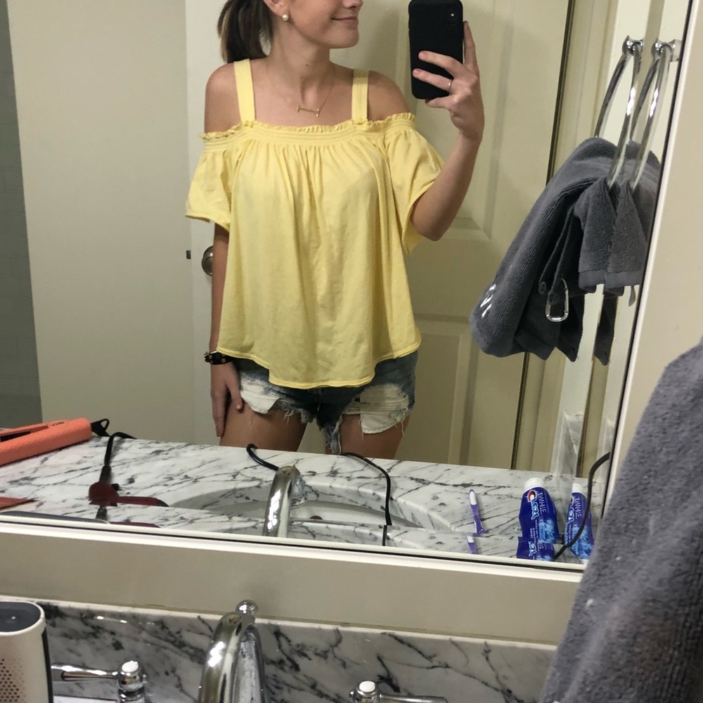 Free people off the shoulder yellow top